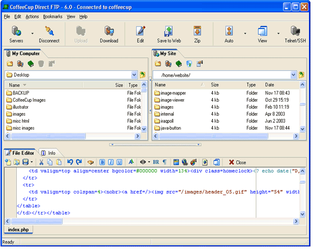 screenshot of Direct FTP - Main information