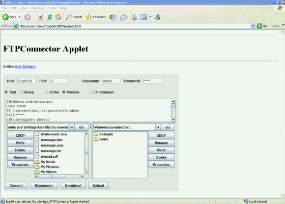 The Screenshot of FTPConnector