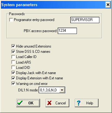 Screenshot - System Parameters
