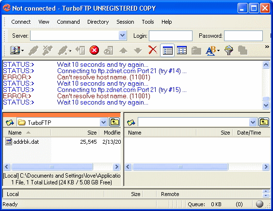 Screenshot - TurboFTP's main interface