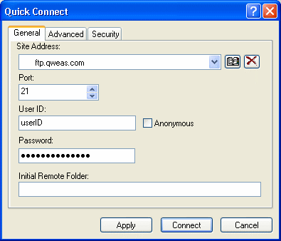 Screenshot - Quick Connect button