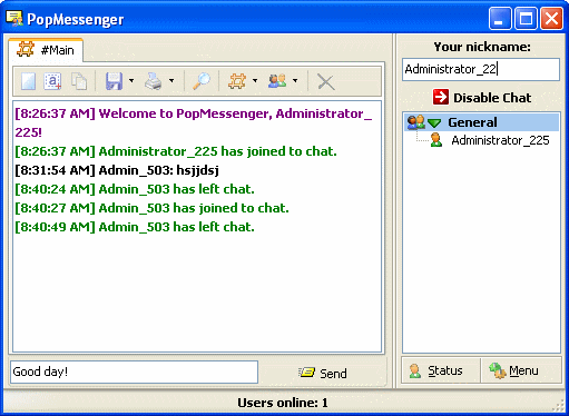 instant messaging system - popmessenger