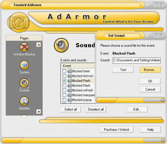 set sound to block - AdArmor