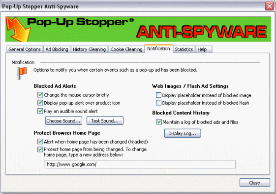 Pop-Up Stopper Anti-Spyware - Notification