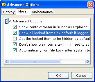file lock option and hotkey setting - File Lock