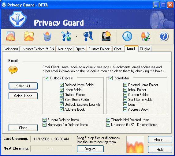 delete beyond recovery cookies - Privacy Guard
