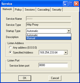 service configuration of Internet sharing -Ezproxy