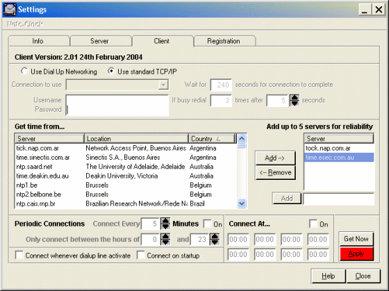 NetcClock Time server/client system