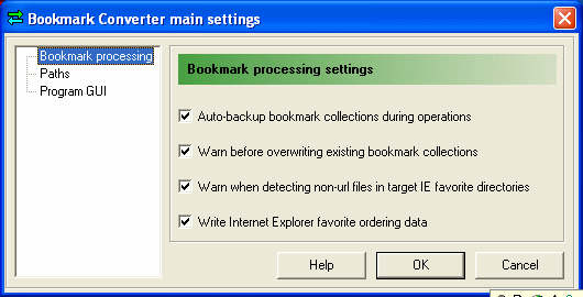 bookmark converter settings