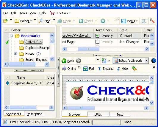 manage internet bookmark - Check&Get Professional