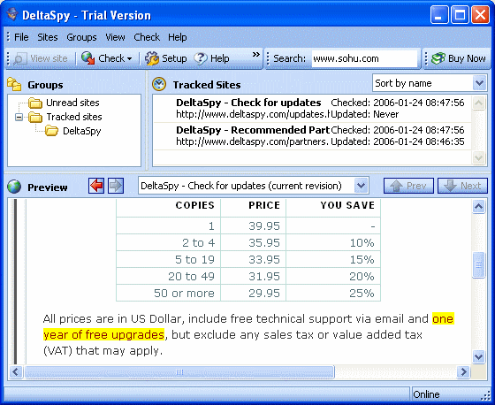 Monitor web page changes - DeltaSpy