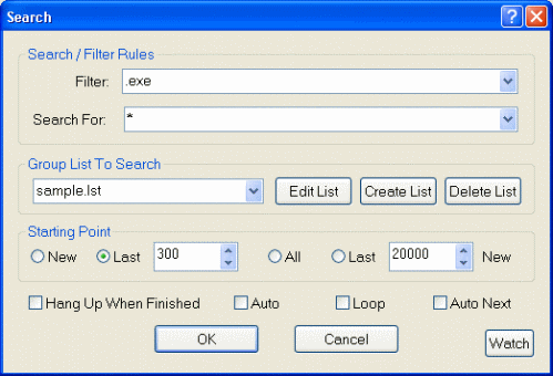 Screenshot - Search / Filter Rules