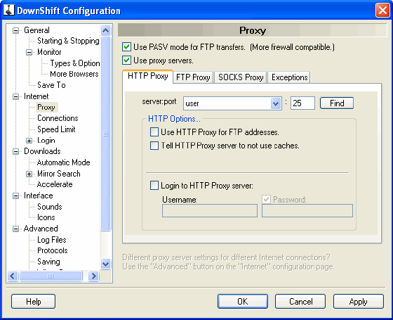 Configuration - DownShift