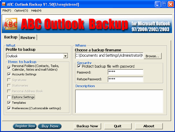 ABC Outlook Backup