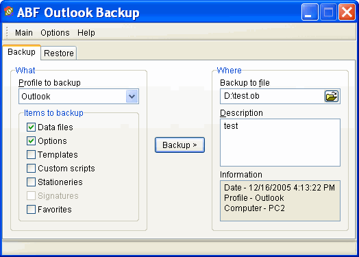 ABF Outlook Backup