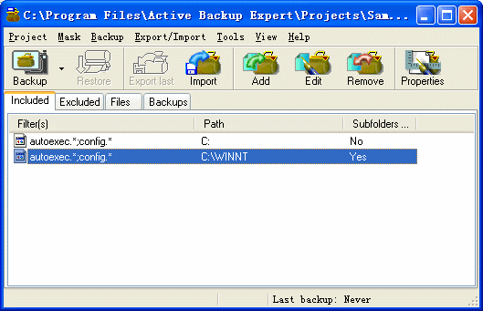 Screenshot of Active Backup Expert