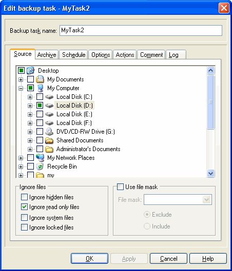 Edit Backup Task - Auto Backup