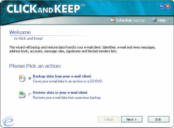 Main screen - Click And Keep