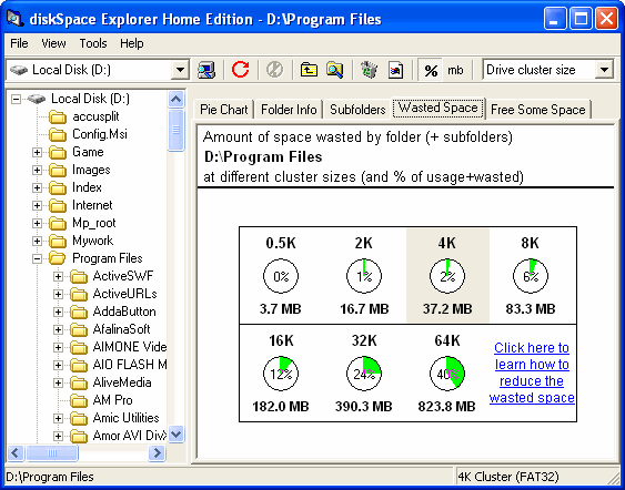 view wasted space of folder - diskSpace Explorer 3