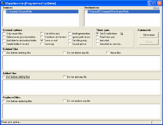 Main window - DSynchronize