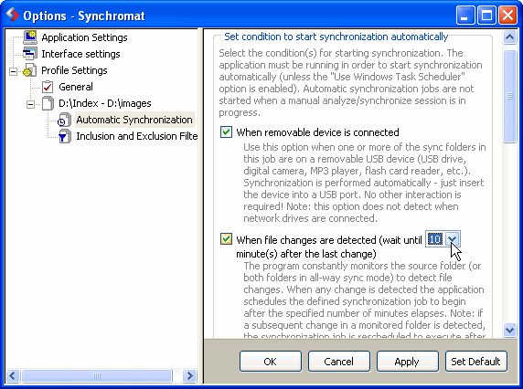 data synchronize options - Synchromat