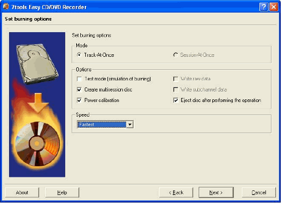 Set burning parameters in the Expert mode
