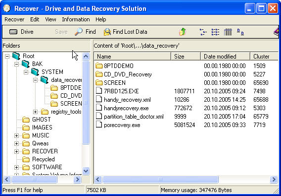 Recover files of Recover - Drive & Data