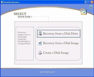 Main window of PhotoOne Recovery