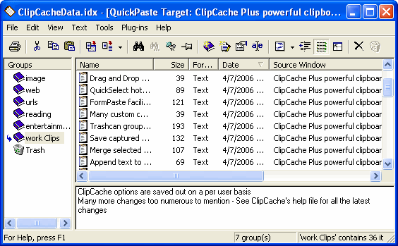 Main window - ClipCache Plus