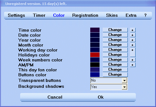 Color window of Desktop Clock