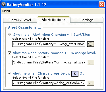 The Screenshot of Laptop Battery Monitor