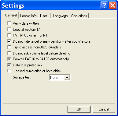 Settings - 7tools Partition Manager
