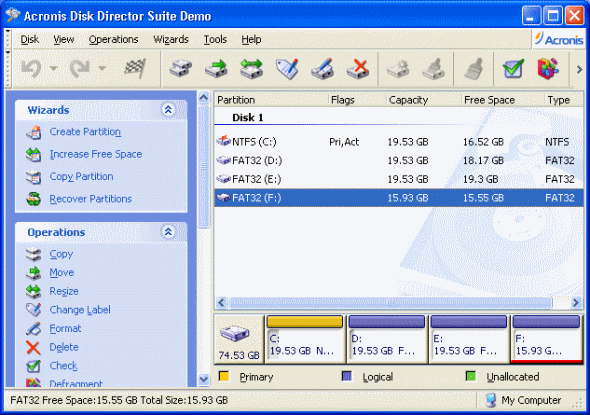 Screenshot of Acronis Disk Director