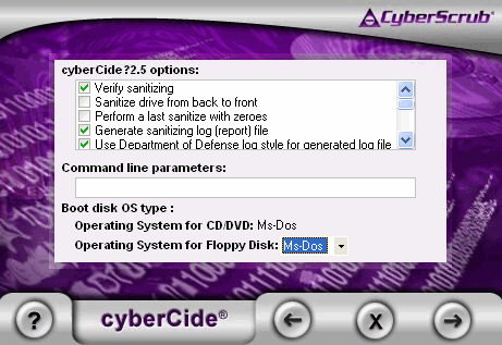 Option window of CyberScrub cyberCide