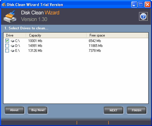 select drives to clean - Disk Clean Wizard