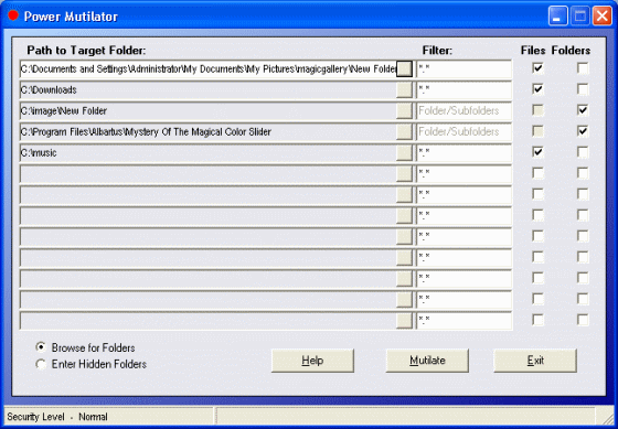The Screenshot of Mutilate File Wiper