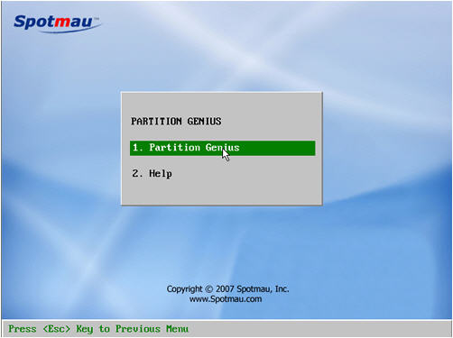 Main window of Spotmau Partition Genius