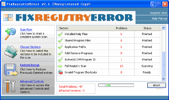 FixregistryError