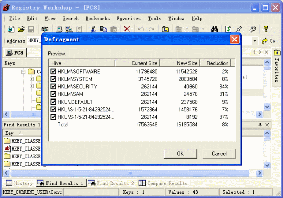 Screenshot for Defragment window