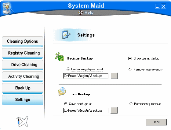 Backup settings