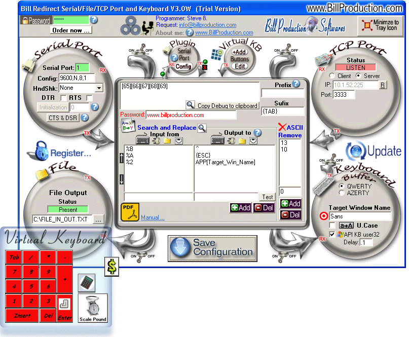 Bill Redirect Serial-File-TCP Port & KB