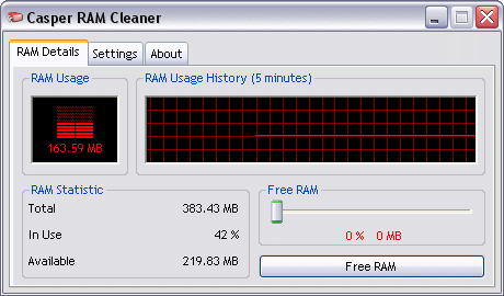 The Screenshot of Casper RAM Cleaner