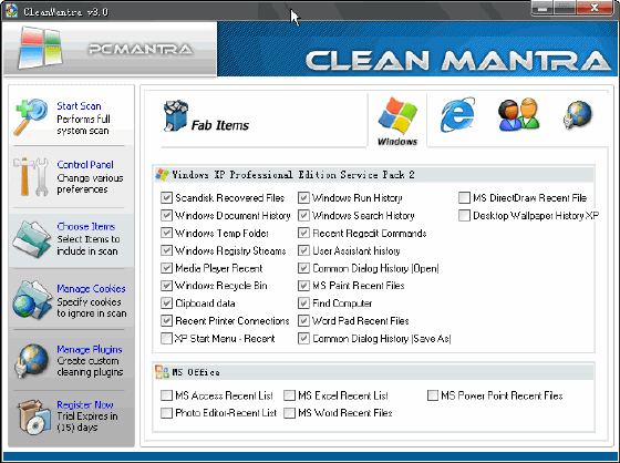 The windows of Setting Items.