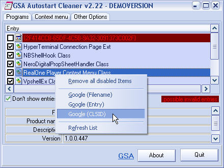 GSA Autostart Cleaner