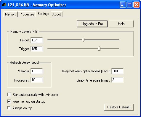 The Screenshot of Memory Optimizer