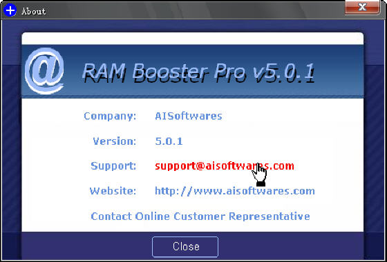 The Screenshot of RAM Booster Pro v5.0.1
