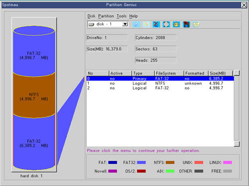 Disk Partition & Format of Spotmau PowerSuite 2007