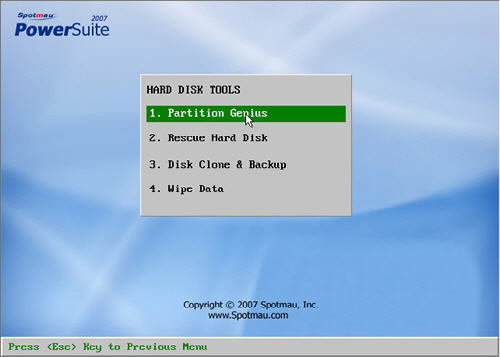 Hard Disk Tools of Spotmau PowerSuite 2007