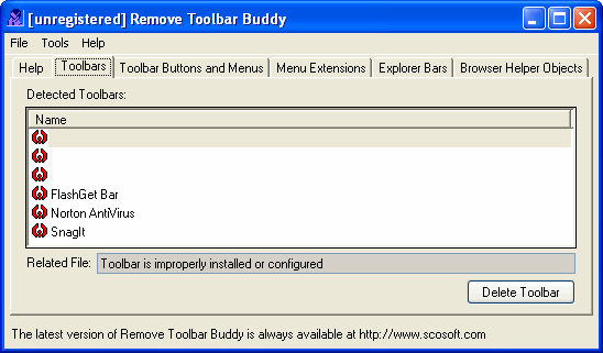 Remove Toolbar Buddy - Toolbars
