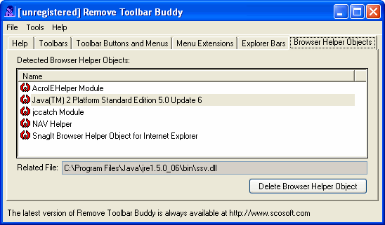 Remove Toolbar Buddy - Browser Helper Objects